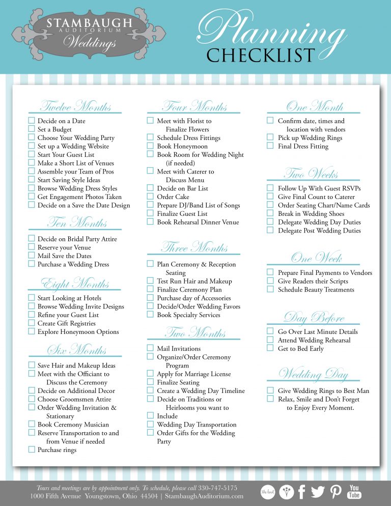 Wedding Planning Checklist - Stambaugh Auditorium