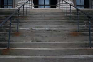 Before images of the steps leading up to Stambaugh Auditorium in Youngstown, Ohio